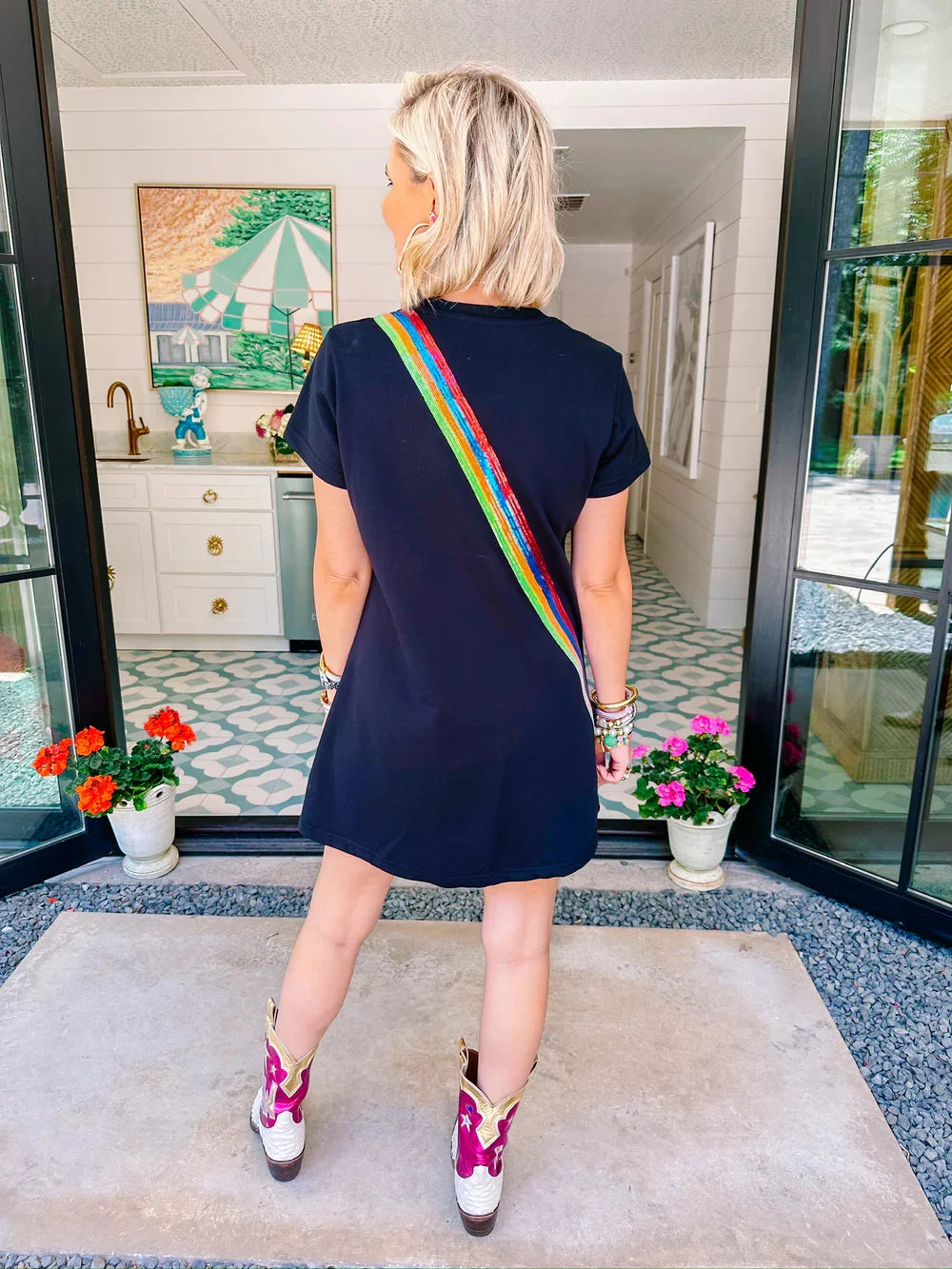 Black Guitar Strap Tee Dress