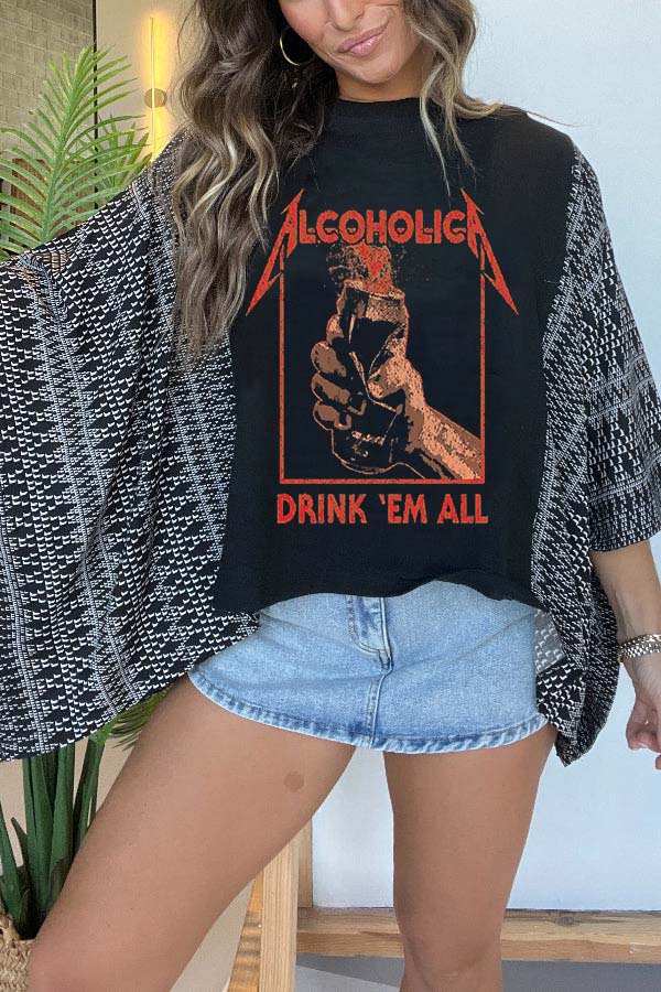 Drink 'Em All Print Tee(No Patch)