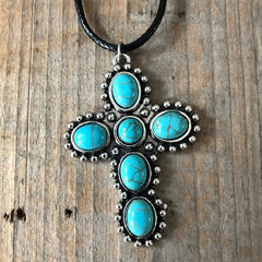 Vintage Turquoise Cross Necklace