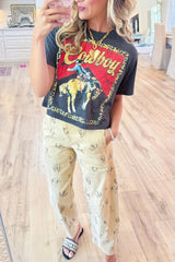 Cowboy Leopard Cropped Graphic Tee