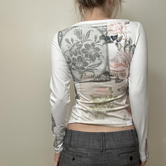 Printed long-sleeved top
