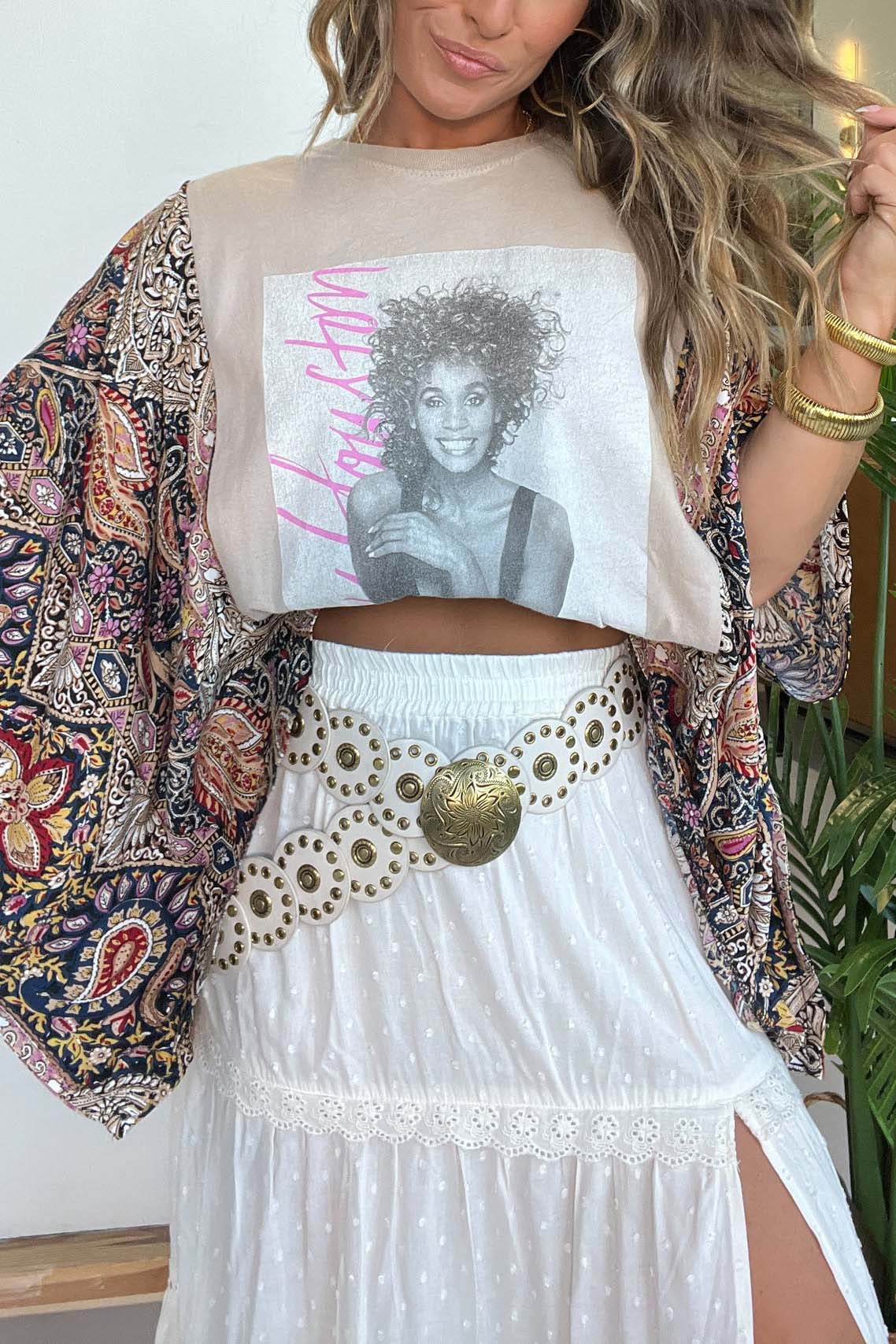 Whitney Houston Mix & Match Tee Beige Floral