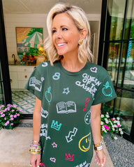 Dark Green Queen of The Classroom Midi Tee Dress